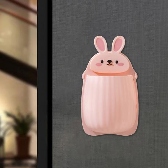 Настенный держатель для зубных щеток, противоскользящая полка для хранения в форме мультяшного кролика, самоклеящаяся настенная полка для хранения с глубоким карманом
