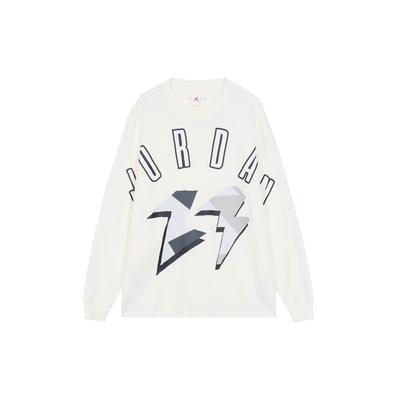 Jordan Flight MVP 85 с буквенным принтом, спортивная повседневная футболка с круглым вырезом и длинными рукавами, мужские топы с заниженными плечами, белые FD6944-133