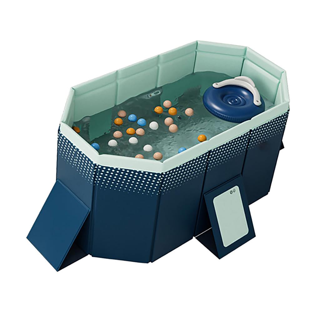 1.6m Foldable Pool Rectangular Shaped Thickened PVC Swimming Pool for Home Use Blue