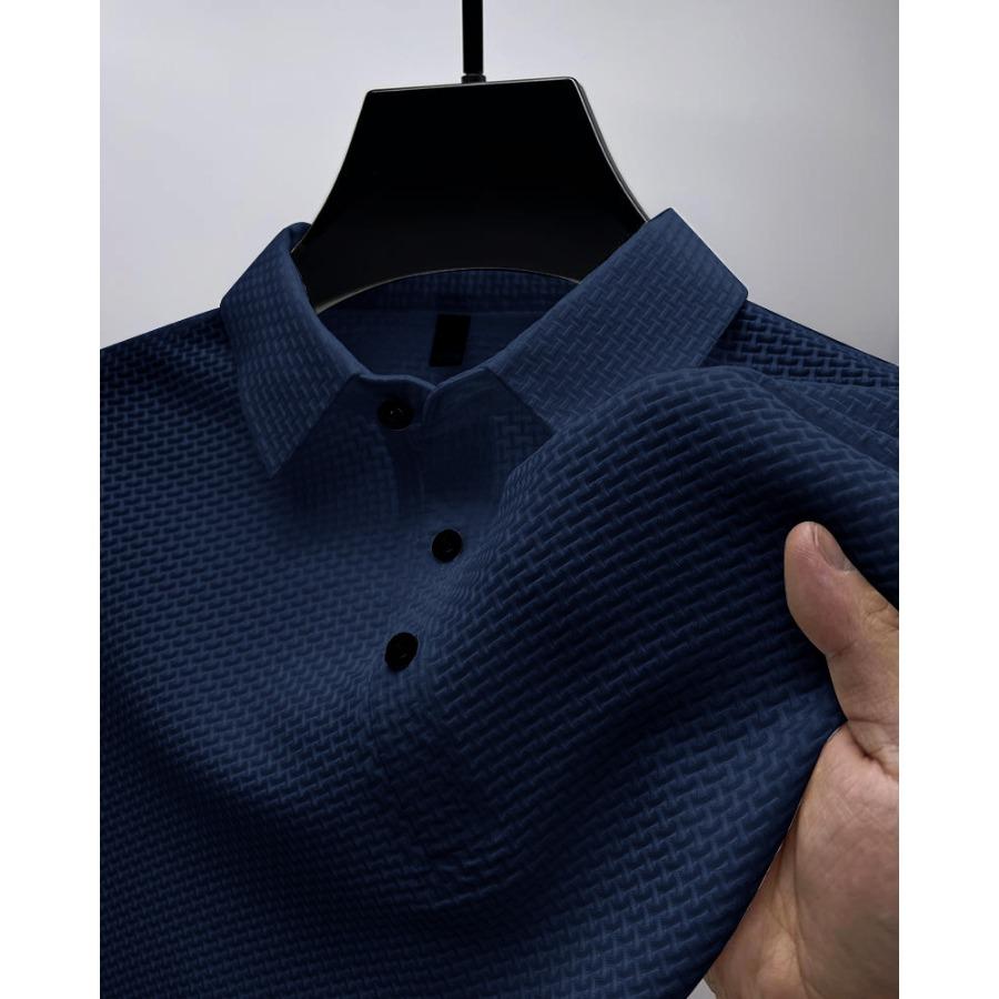 Mesh Ice Silk Polos Top Short Sleeve T-shirt Men's Lapel Collar Summer Solid Color Sliding Polo Shirts