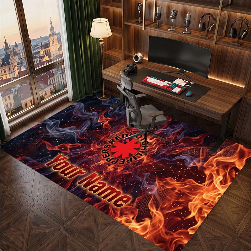 Red Hot Chili Peppers Personalized Crystal Velvet Carpet, Customized Name Text Soft Anti‑Slip Rug for Living Room Bedroom