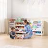 VEVOR Kids Toy Storage with Bookshelf, 4-Tier Toy Storage Organizer with 10 Movable Plastic Bins, Kids Cubby Cabinet with Bookshelf for Study Room