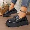 Spring and Autumn Shallow Mouth Solid Color High Heels Thick Soled Shoes Fashionable New Comfortable Casual Women's Shoes