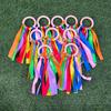 Красочные ленты танцевальный реквизит Радужный шелк Деревянные кольца колокольчики для рукопожатия для детских садов