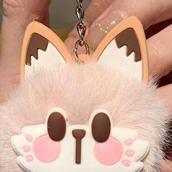 Брелок-подвеска с колокольчиком Лисий Меховой Лицевой Розовые Следы Лап Мягкий Плюшевый Брелок Сумки Рюкзаки Декоративные Аксессуары