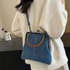 Original New Small Carrying Bag Women's Bag Handmade Denim Stitching Portable Messenger Bag Shoulder Bag Small Shoulder Bag Retro