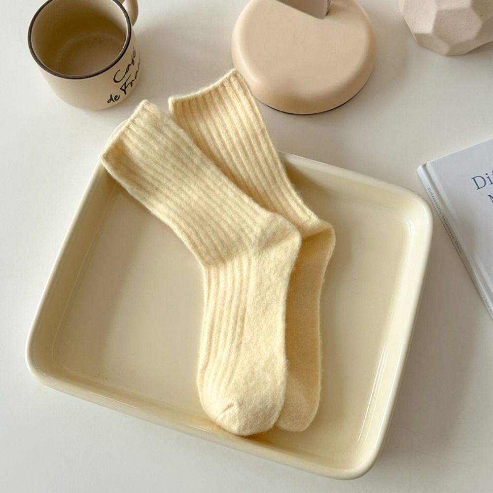 Winter Wool Socks Solid Color Sleep Socks Thickened Cotton Socks  Women