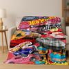 Мультяшное одеяло из фланели с изображением гоночного автомобиля Hot Wheels, Уютное мягкое покрывало для дома, спальни, кровати, дивана, Пикника, Подарок для ребенка
