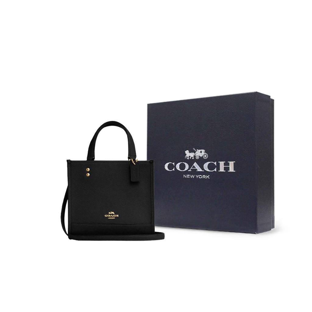 Coach Dempsey Tote 22 Solid Color Detachable Shoulder Strap Snap Leather Music Score Tote Shopping Bag Women tote Black CO971-IMBLK