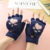 Flip Cover Half Finger Gloves Soft Plus Winter Mittens  Children's Handwriting
