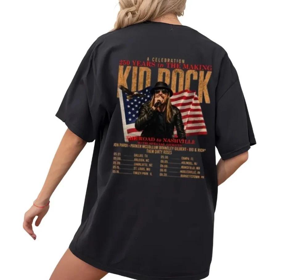Футболка Kid Rock 250 Years Tour, Футболка с концерта в Нэшвилле, Графика с флагом США