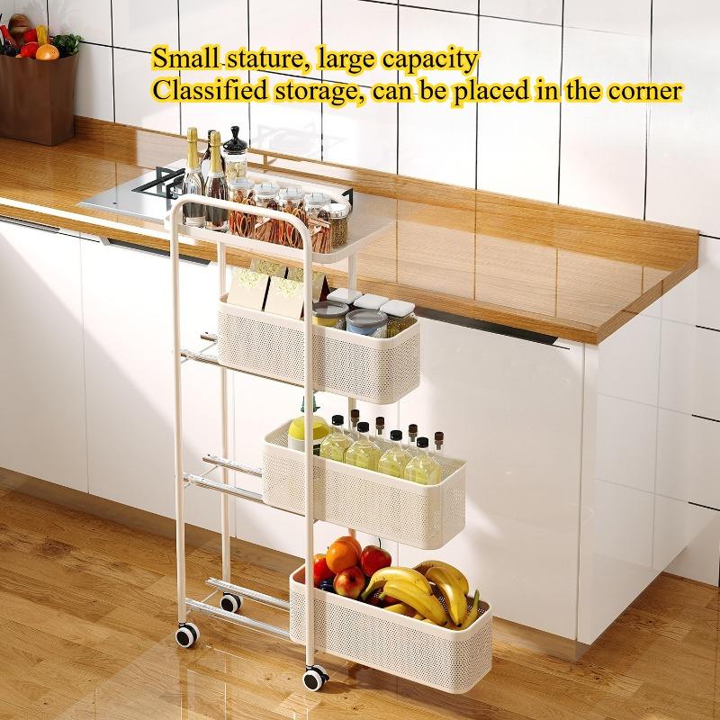 Household Portable Trolley Kitchen Storage Rack Bathroom Multi-layer Pull-out Mobile Storage Rack