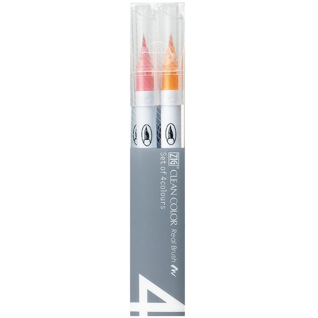 Kuretake ZIG Clean Color Real Brush 4 Pale Pen, Colors, RB-6000AT/4VA