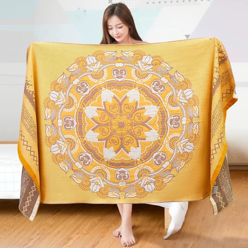 Жаккардовое банное полотенце из дышащей марли, 70 x 140 см, 100% хлопок, четырехслойное дышащее полотенце из марли, мягкое, впитывающее, большое банное полотенце для дома, 1 шт.