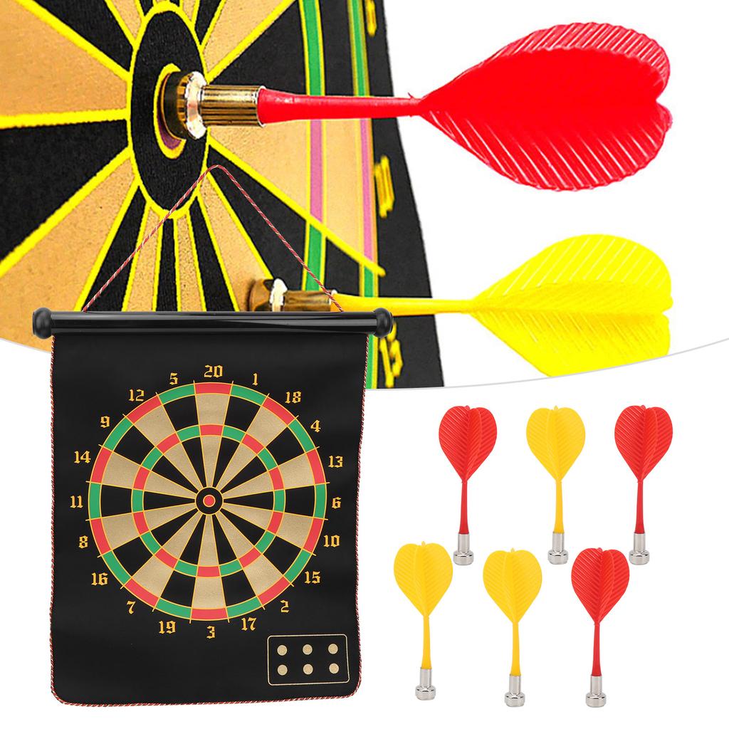15in Magnetic Dart Board with 6 Dart Safety Magnet Doublesided Printing Dart Lint