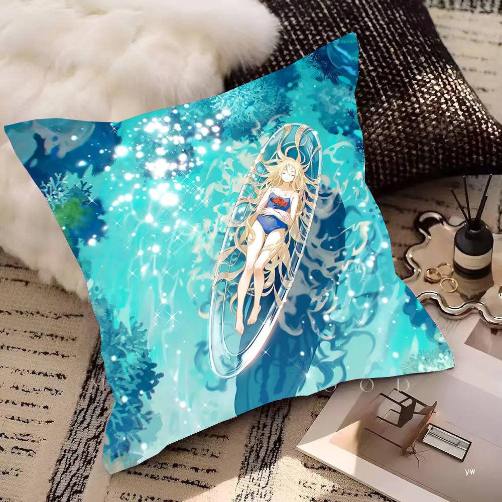 Kofune Ushio Animation Summer Time Rendering Pillow Case Fashion Square Pillowcase Bedroom Sofa Room Ins Decoration Leisure