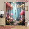 2D flat printing 2pcs Curtains Enchanted Forest Path Butterflies Digital Printed Polyester Drapes Birthday Party Use for Festive