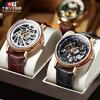 Casual Fashion Watch for Men Leather Strap Watch Glow-in-the-Dark Hollowed Automatic Mechanical Watch for Men