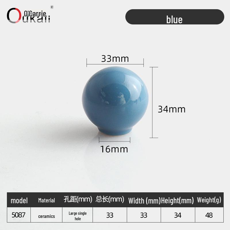 Красочная керамическая ручка для шкафов и ящиков - Круглая, одно отверстие