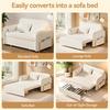 Convertible Sleeper Sofa 3-In-1 Bed, Boucle Loveseat with Put Out Bed And Drawer, Couch Love Seat Side Pockets, 2 Pillows, USB Ports Gold Metal Legs,