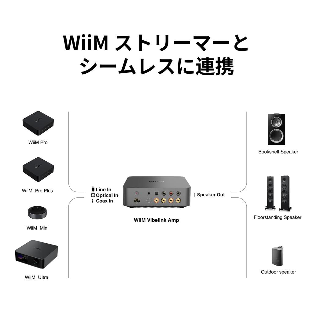WiiM Vibelink Amp Усилитель мощности 100 Вт Оснащен ЦАП ESS 9039Q2M TI TPA3255 Совместим с цифровыми входами WiiM Цвет Space Gray [Прямой импорт] &