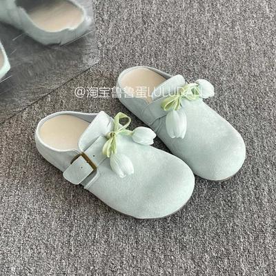 Баотоу тапочки женские новые весенне-летние модные повседневные туфли в 2025 году универсальная мультяшная пряжка на ремне Boken обувь