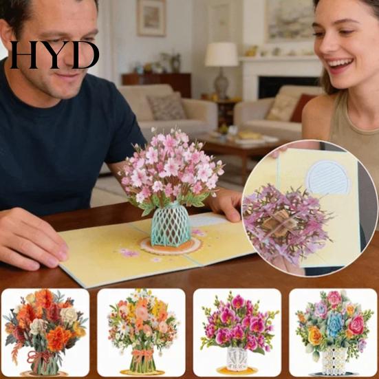 Delicate Cutting Card Forever-Blooming 3D Pop-Up Flower Handmade Recyclable Paper Tactile Experience Eternal Romantic Memories Valentines