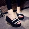 Foam Cool Slippers Women's Summer One-word Drag High-heeled Thick-soled Non-slip Fashion Outer Wear Korean Version of Seaside Vacation Beach Shoes