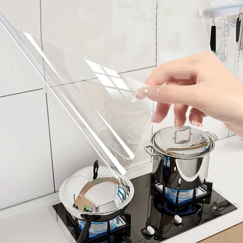 40cm Transparent Decorative Waterproof Anti Fouling Oil Resistant Adhesive Modern Style Wall Sticker Cabinet Kitchen Wallpaper