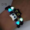 Светящийся браслет с изображением кошки, искусственный агат, гладкие бусины, стразы, декор, регулируемый браслет, светящийся на солнце, для ежедневной вечеринки, свидания