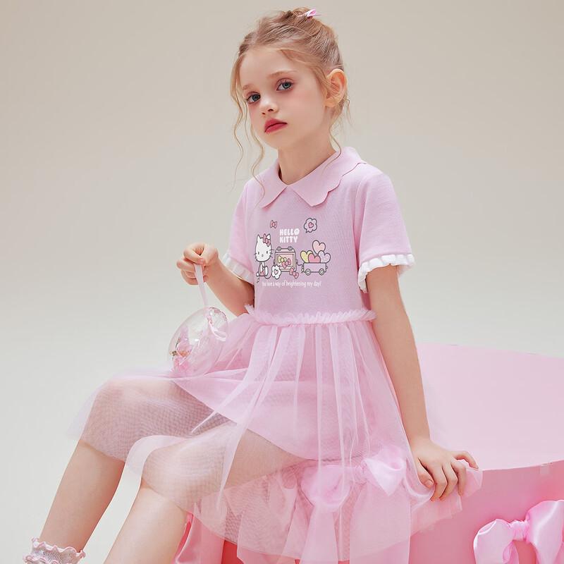 Hello Kitty Летнее сетчатое платье для девочек с мультяшным принтом