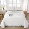 Cotton White Bed Plaid Lace Bedspread On The Bed Linen Simple Quilted Linens Solid Double Bed Cover Non-Slip Bed Blanket #/
