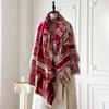 Бренд Элеганс Двусторонняя печать Шарф Мягкий Теплый Бахрома Пашмина Шаль Осень и Зима Уличный Холодостойкий Ветрозащитный Плед