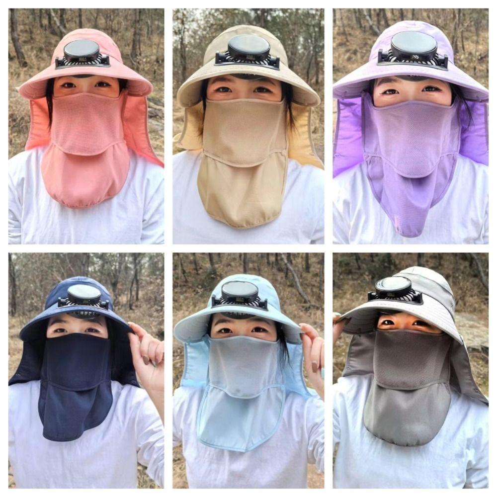 Quick Dry Solar Fan Hat Solar Charging Breathable Wide Brim Sun Cap Digital Display Strong Wind Fishing Bucket Hat Hot Weather