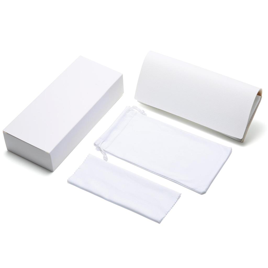 Комплект из солнцезащитных очков из кожи с разноцветным логотипом и мягкого чехла с плоским зеркалом