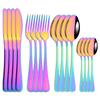16Pcs Western Dinnerware Cutlery Set Stainless Steel Flaware Rainbow Stainless Steel Set Tableware Dinner Fork Spoon Knife Set