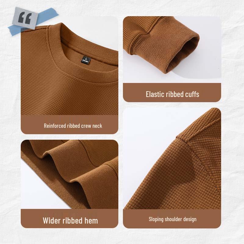 Jeanswest Men's American Style Waffle Knit Loose Sweatshirt