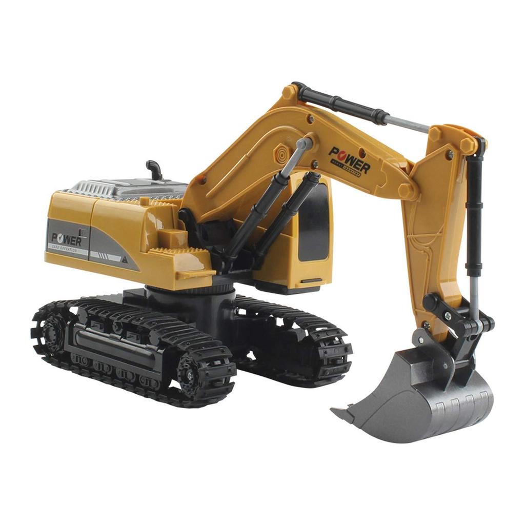 Multi-function Excavator, RC Bulldozer, Kids' Toy Car, Construction Vehicle Toy, Radio Control, Small Size, 1/24 Scale (Yellow)