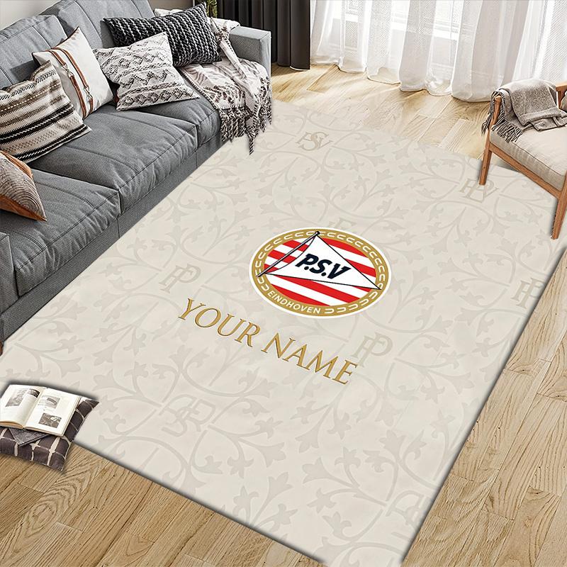 Custom Name PSV Eindhoven Flannel Pattern Square Carpet,Area Rug,Carpet Rug for Living Room Bedroom Sofa Playroom Decor,Non-slip Floor Mat