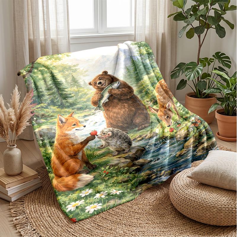 Flying Animal Adventure Theme blanket Lightweight Warm Flannel Blanket Decorative Throw Blanket for Home Decoration