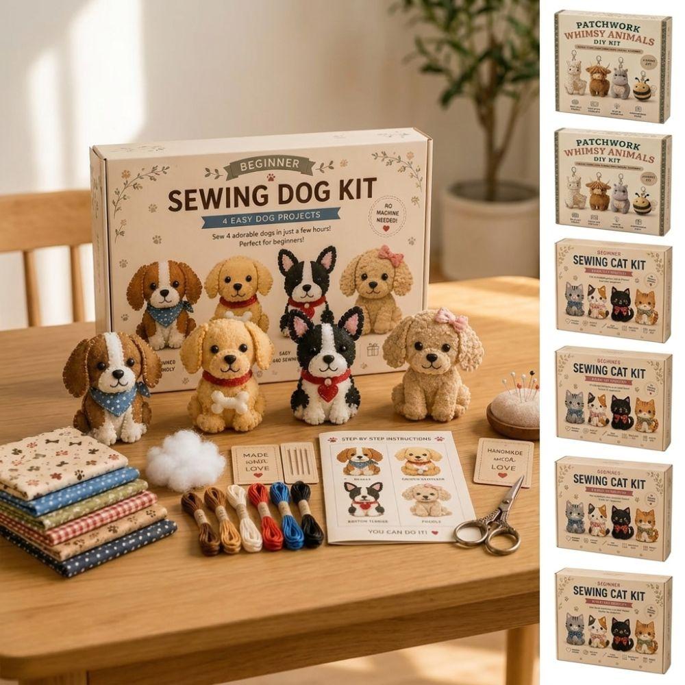 Cat Dog Gnome 3D Felt Sewing DIY Kit Cartoon Bird Handmade Keychain Kit Birthday Gift