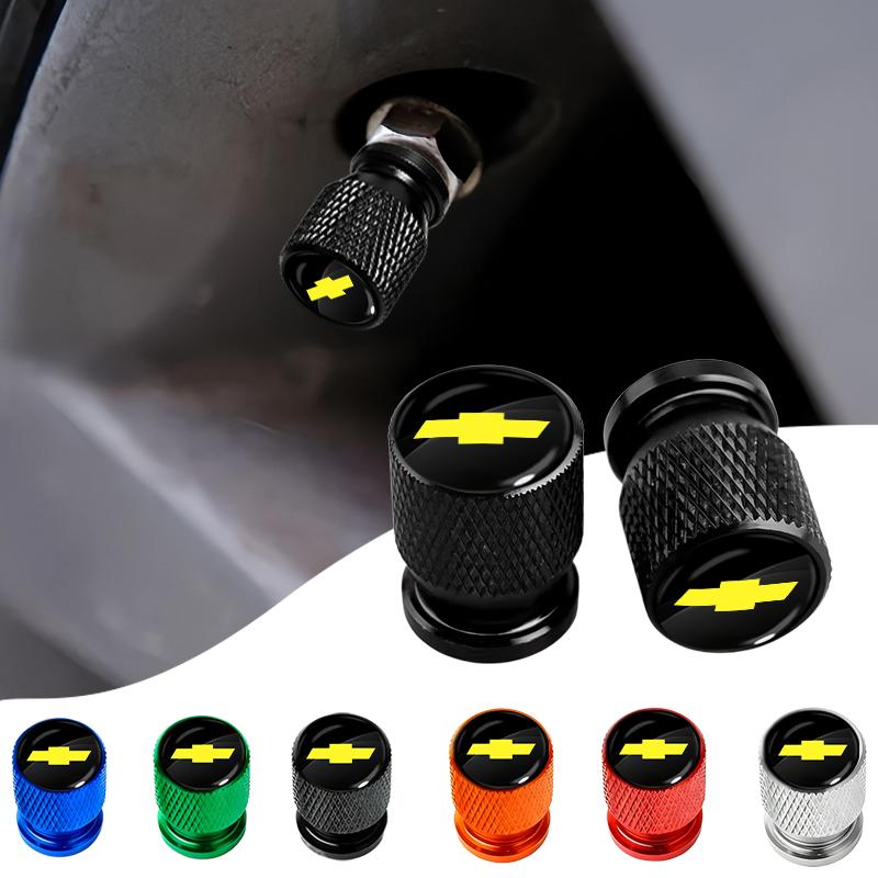 4pcs Car Wheel Tire Valve Caps Aluminum Airtight Covers Fit Chevrolet Silverado Impala Malibu Equinox Cruze Camaro Blazer Aveo