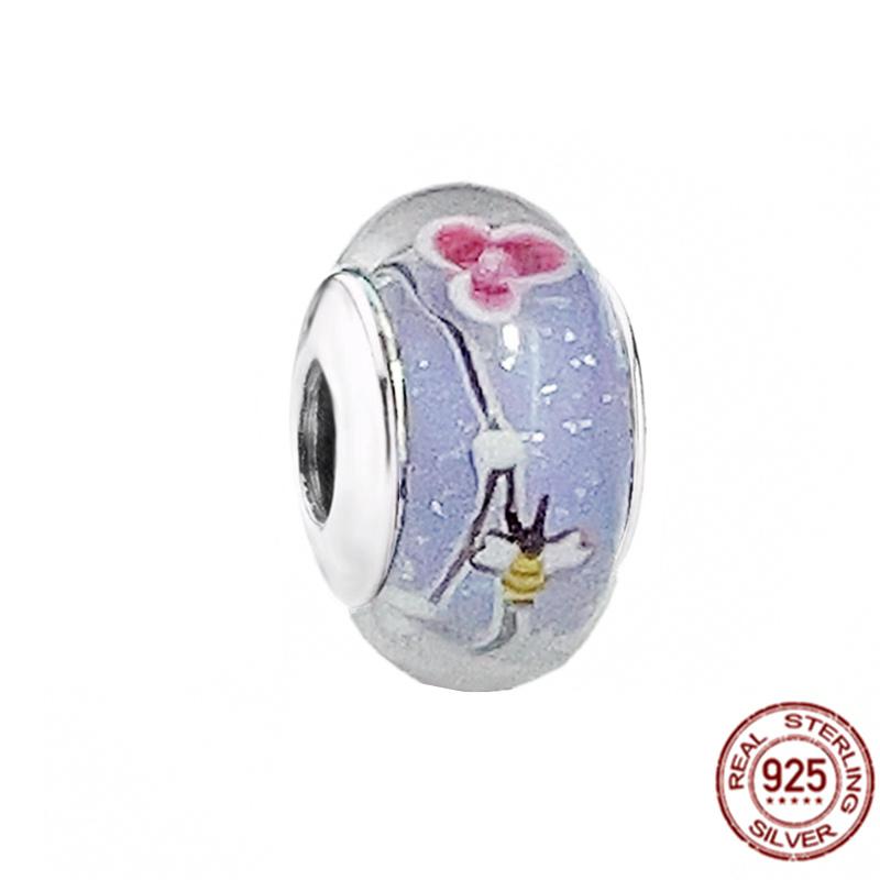 Стерлингового серебра 925 пробы, белый, красный, синий, счастливый четырехлистный клевер, муранское стекло, очаровательные ювелирные изделия, бусины, подходят для милого модного браслета