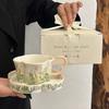 Набор кофейных кружек OLOEY Ретро с цветочным рисунком из костяного фарфора