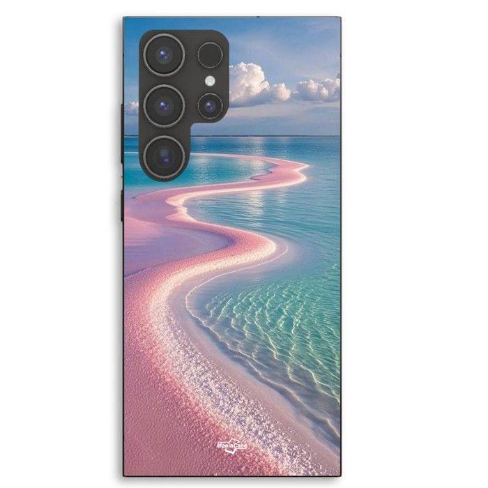 Coque de téléphone - MANIACASE - Samsung Galaxy S24 Ultra - Silicone TPU - Motif Océan et Sable de paradis - Noir