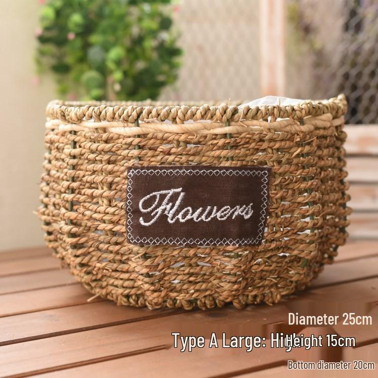 Пасторальная скандинавская плетеная цветочная корзина-сумка для композиций из сухоцветов и горшка с суккулентом