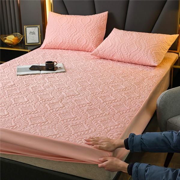 Стеганая водонепроницаемая простыня с эластичными защитными простынями для постельного белья, наматрасник, сплошное цветное постельное белье (Нет наволочки)