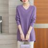 Cotton Sweater Women's Loose V-neck Warm Bottoming Knit Casual Comfortable Thickened Sweater