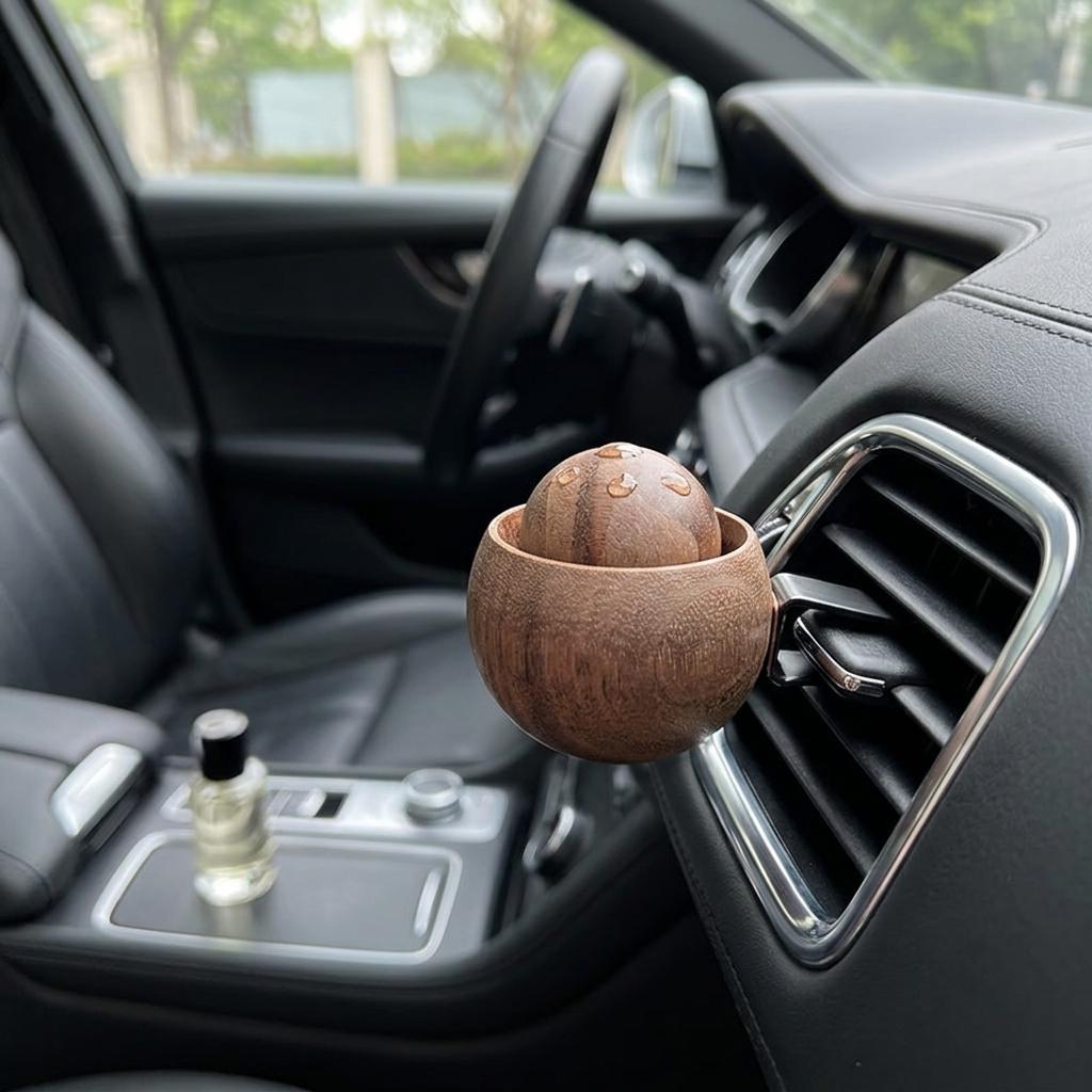 Car Diffuser Stone Natural Black Walnut Wood Aroma Vent Clip Essential Oil Fragrance for Vehicle Interior Decor Accessories