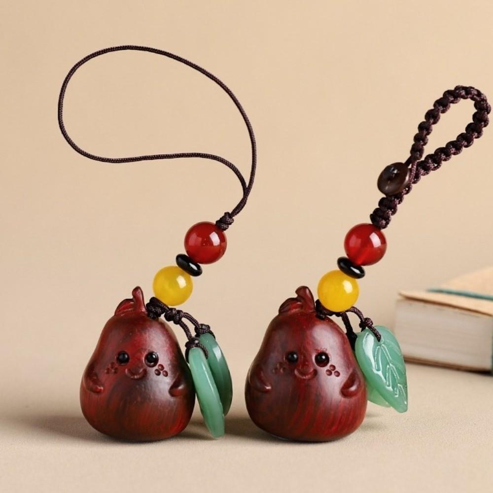 Sandalwood Bag Pendant Cartoon Wood Phone Chain Cute Pear Key Chain Jewelry Findings